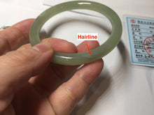 Load image into Gallery viewer, 56.2mm Certified 100% Natural icy watery light green/yellow round cut nephrite jade bangle HN32-3597
