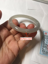 Load image into Gallery viewer, 50.8mm Certified 100% Natural icy white gray with flying snow nephrite jade bangle HN46-9154