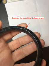 Load image into Gallery viewer, AllaboutjadeCanada.com only 61.8mm type A 100% Natural dark green black MoCui(墨翠) Jadeite bangle PC195