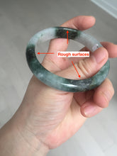 Load image into Gallery viewer, 58mm Certificated icy watery dark green/black/white seaweed jadeite jade bangle S82-7077