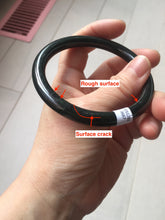 Load image into Gallery viewer, 58.6mm Certified type A 100% Natural dark green black MoCui(墨翠) round cut Jadeite bangle PC150-0687