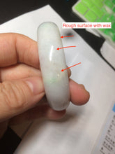 Load image into Gallery viewer, 50mm Certified Type A 100% Natural sunny green/white Jadeite Jade oval bangle BF26-1484