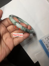 Load image into Gallery viewer, 57.9mm certified Type A 100% Natural light green with floating green flowers round cut Jadeite Jade bangle AU12-3021