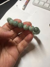 Load image into Gallery viewer, 9.9-10.5mm size 52-62mm 100% natural type A light green jadeite jade beads bracelet PC53