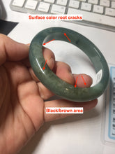 Load image into Gallery viewer, 57.2mm Certified type A 100% Natural oily dark green (老油青) blue gray black Mountains Afar (远山)Jadeite bangle PC260-0550