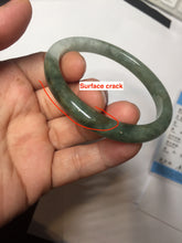 Load image into Gallery viewer, 52mm Certified Type A 100% Natural white Oily Dark Green Gray Black Oval Jadeite Jade Bangle PC219-6219