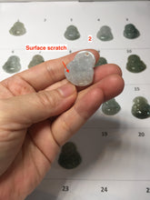 Load image into Gallery viewer, 100% Natural type A icy watery oily dark green(油青) happy Buddha jadeite pendant BS126