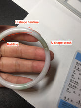 Load image into Gallery viewer, 56.5mm 100% natural Type A sunny green white round cut jadeite jade bangle BL98-4669