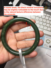 Load image into Gallery viewer, 60.2mm certified 100% Natural dark green/black round cut nephrite (碧玉) bangle HN173-9134