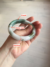 Load image into Gallery viewer, 59mm Certified Type A 100% Natural sunny green/white/brown/black Jadeite Jade bangle BK36-8353