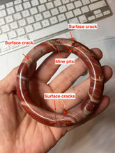Load image into Gallery viewer, 58.3mm 100% natural red jasper stone(红碧玉,鸡血石) round cut bangle SY117
