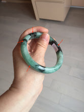 Load image into Gallery viewer, Shopify only! 59mm certified type A 100% Natural icy watery green/black Jadeite Jade bangle BM44-8566