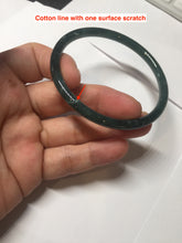 Load image into Gallery viewer, 56.2mm Certified Type A 100% Natural icy watery dark green/blue/gray Guatemala slim round cut Jadeite bangle PD54-5521