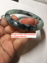 Load image into Gallery viewer, 58.3mm Certified Type A 100% Natural light green with flying dark green flowers chubby round cut Jadeite bangle PE20-5954