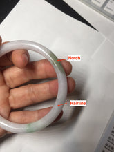 Load image into Gallery viewer, 55.8mm certified 100% natural white sunny green purple slim round cut jadeite jade bangle BL90-4666