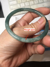Load image into Gallery viewer, 57.6mm Certified Type A 100% Natural dark green/blue/gray with Guatemala slim round cut Jadeite bangle PJ91-3451