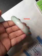 Load image into Gallery viewer, 54.5mm Certified 100% natural Type A sunny green/white chubby jadeite jade bangle BK96-0319