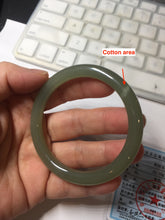 Load image into Gallery viewer, 53mm certified 100% Natural lake green gray slim round cut nephrite bangle HN142-6918