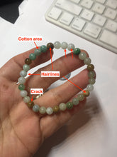 Load image into Gallery viewer, 5.7-6mm size 52-56mm 100% natural type A green/yellow/brown/white jadeite jade beads bracelet PB74
