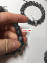 Load image into Gallery viewer, 9/10mm 100% Natural black sesame paste(芝麻糊青花) vintage style nephrite Jade bead bracelet HN30