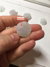 Load image into Gallery viewer, Type A 100% Natural light sunny green/white/purple(白底青) jadeite Jade rose flower Pendant BF150