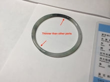 Load image into Gallery viewer, 57mm Certified Type A 100% Natural green/black/gray with dark green floating flowers super slim round cut Jadeite bangle PD47-5770