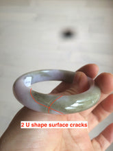 Load image into Gallery viewer, 51.6mm certified 100% natural green/purple/gray jadeite jade bangle R93-3496