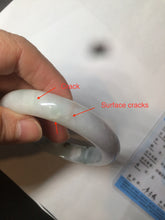 Load image into Gallery viewer, 56.8mm certified type A 100% Natural dark green/white/purple jadeite jade bangle BG76-1838