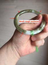 Load image into Gallery viewer, 53.6mm 100% natural Type A brown green white flat round cut jadeite jade bangle F58-7010