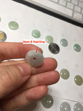 Load image into Gallery viewer, 15-17mm Type A 100% Natural icy watery light green yellow white clear Jadeite Jade Safety Guardian Button donut Pendant group AF97