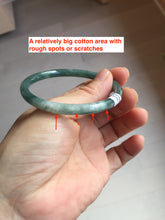 Load image into Gallery viewer, 54.9mm Certified Type A 100% Natural dark green/blue/gray with Guatemala slim round cut Jadeite bangle PJ92-3448