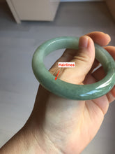 Load image into Gallery viewer, 55.5mm certified type A 100% Natural light green dark green gray(淡油青) jadeite jade bangle BS151-0495