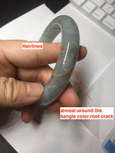 Load image into Gallery viewer, 61mm Certified Type A 100% Natural white/light purple/brown/yellow/gray (FU LU SHOU) Jadeite Jade bangle BF106-8636