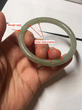Load image into Gallery viewer, 54.7mm Certified type A 100% Natural light green gray black slim round cut Jadeite bangle PA194-2460