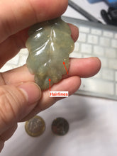 Load image into Gallery viewer, 100% Natural Type A Dark Green Yellow Carved Ancient Coins Four Season Bean Leaf Jadeite Jade Pendant PJ86