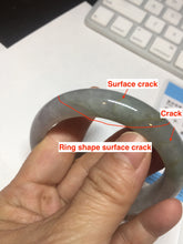 Load image into Gallery viewer, 59.2mm Certified Type A 100% Natural white/light purple/brown/yellow/gray(FU LU SHOU) Jadeite Jade bangle BF104-8634