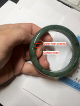Load image into Gallery viewer, 55.5mm Certified Type A 100% Natural oily dark green(老油青)/gray Jadeite bangle BG225-3214