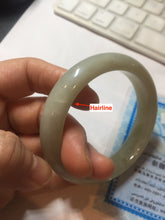 Load image into Gallery viewer, 54.2mm certified 100% Natural icy watery light beige pale pink gray white nephrite bangle HN122-1076