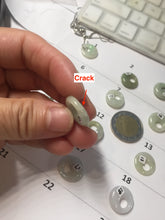 Load image into Gallery viewer, 16mm Type A 100% Natural light green yellow purple white Jadeite Safety Guardian Button Princess donuts pendant group AZ163