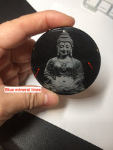 Load image into Gallery viewer, 100% natural black jadeite jade(Wuji, 乌鸡) Guanyin (观音) safe and sound pendant/worry stone/decor BM38