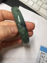 Load image into Gallery viewer, 60mm certified 100% natural Type A Spanish green gray black jadeite jade bangle H165-6028