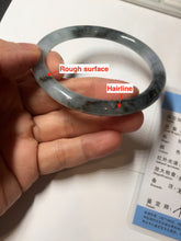 Load image into Gallery viewer, 55.8mm Certified Type A 100% Natural icy watery dark green/purple/gray round cut Jadeite bangle AA131-6925