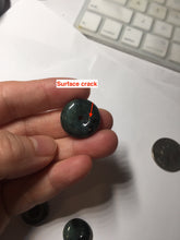 Load image into Gallery viewer, Type A 100% Natural dark green black Jadeite Safety Guardian Button donuts pendant PD187