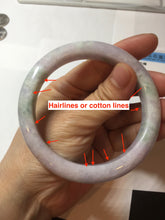 Load image into Gallery viewer, 60mm certified Type A 100% Natural light green purple Jadeite Jade bangle PC97-8466