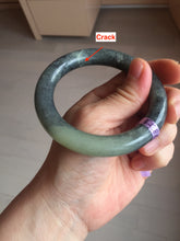 Load image into Gallery viewer, Sale! 100% Natural Certified 56 mm black/white (籽料青花) seed material round cut nephrite Jade bangle HHE105-5500