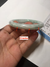 Load image into Gallery viewer, 54mm Certified type A 100% Natural sunny green/white round cut Jadeite bangle BN81-9817