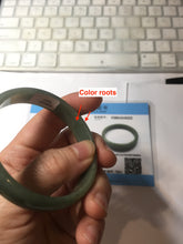 Load image into Gallery viewer, 53mm Certified 100% Natural Type A Dark Green Gray Black (老油青) Thin Jadeite Jade Bangle PC216-6222