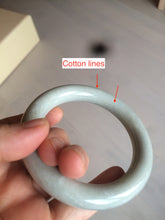 Load image into Gallery viewer, 56.4mm 100% Natural white/beige/gray with floating dandelions round cut nephrite jade bangle HT95