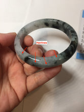 Load image into Gallery viewer, 57.2mm certified 100% natural Type A dark green black purple white Blooming Ink(水墨花开) jadeite jade bangle PB293-0507