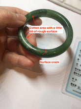 Load image into Gallery viewer, 51mm certified 100% Natural dark green/black nephrite (碧玉) bangle HN123-0138